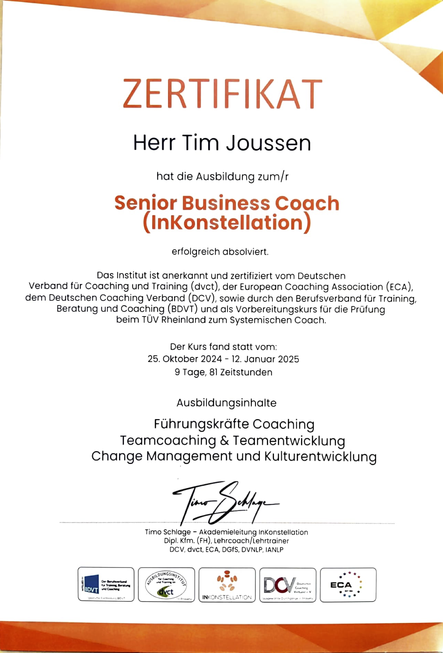 Senior Business Coach
